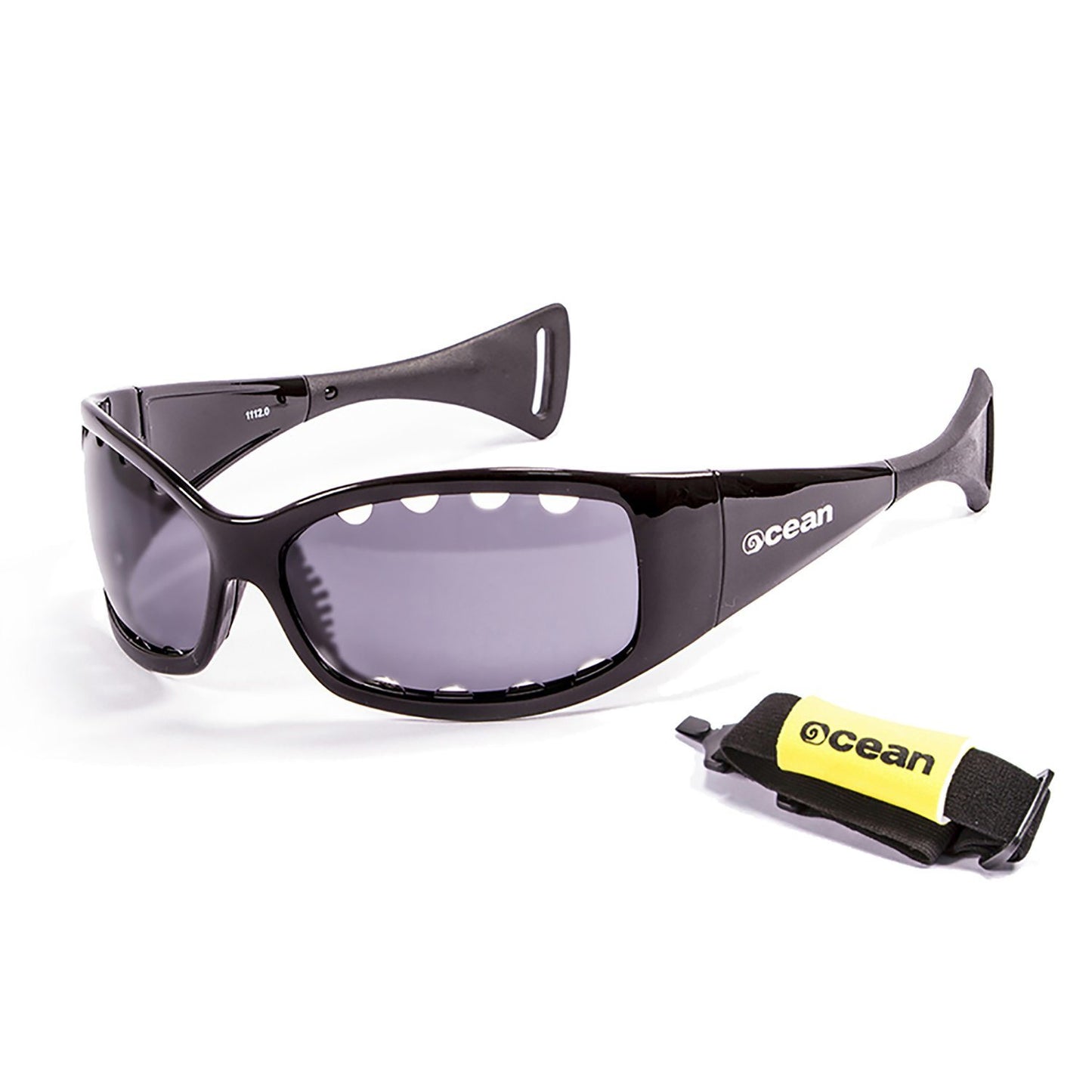 OCEAN FUERTEVENTURA Polarized Sunglasses Kiteboarding Surf Water Sports (Frame Shiny Black, Lens Smoke)