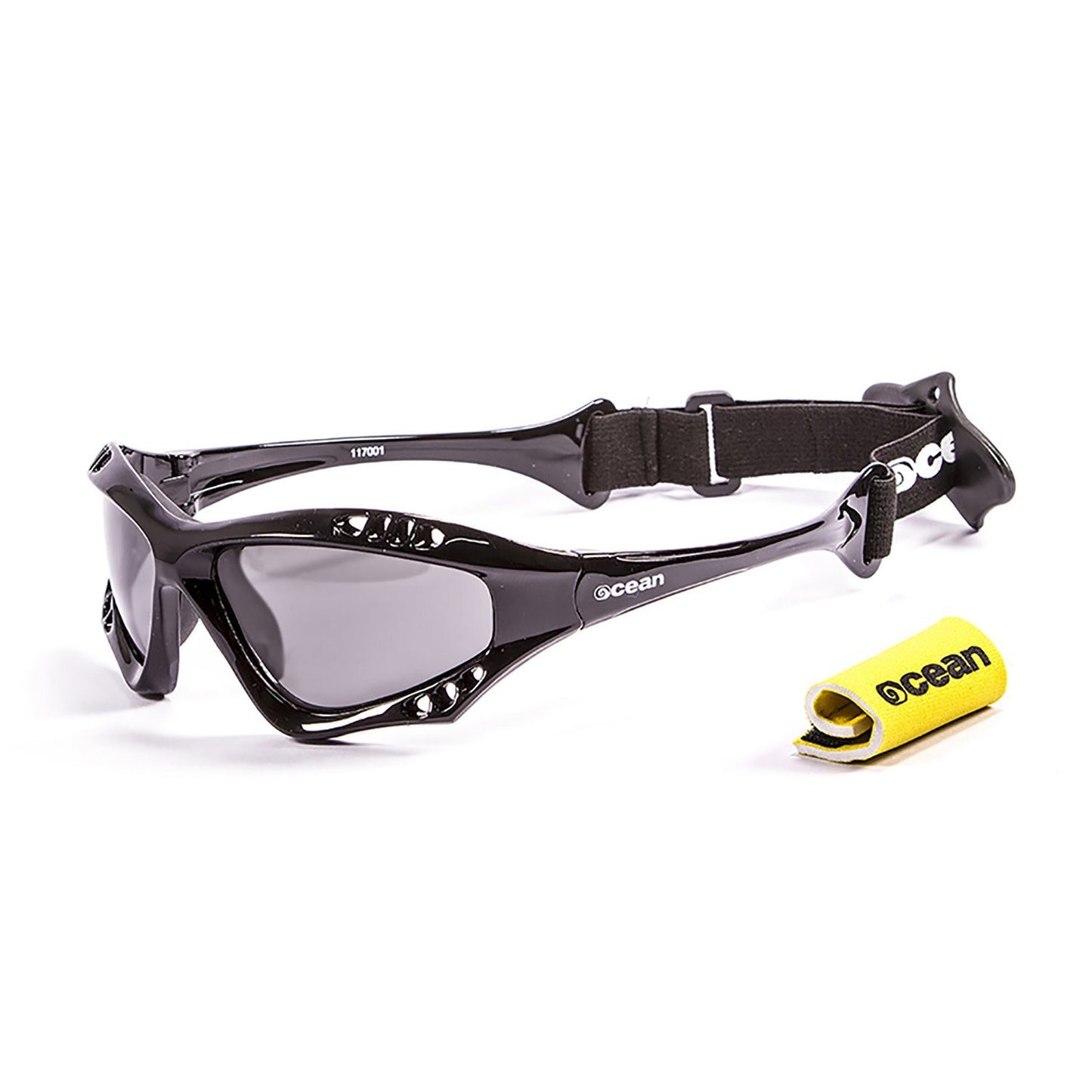 OCEAN AUSTRALIA Polarized Sunglasses Kiteboarding & Water Sports (Frame Shiny Black, Lens Smoke)
