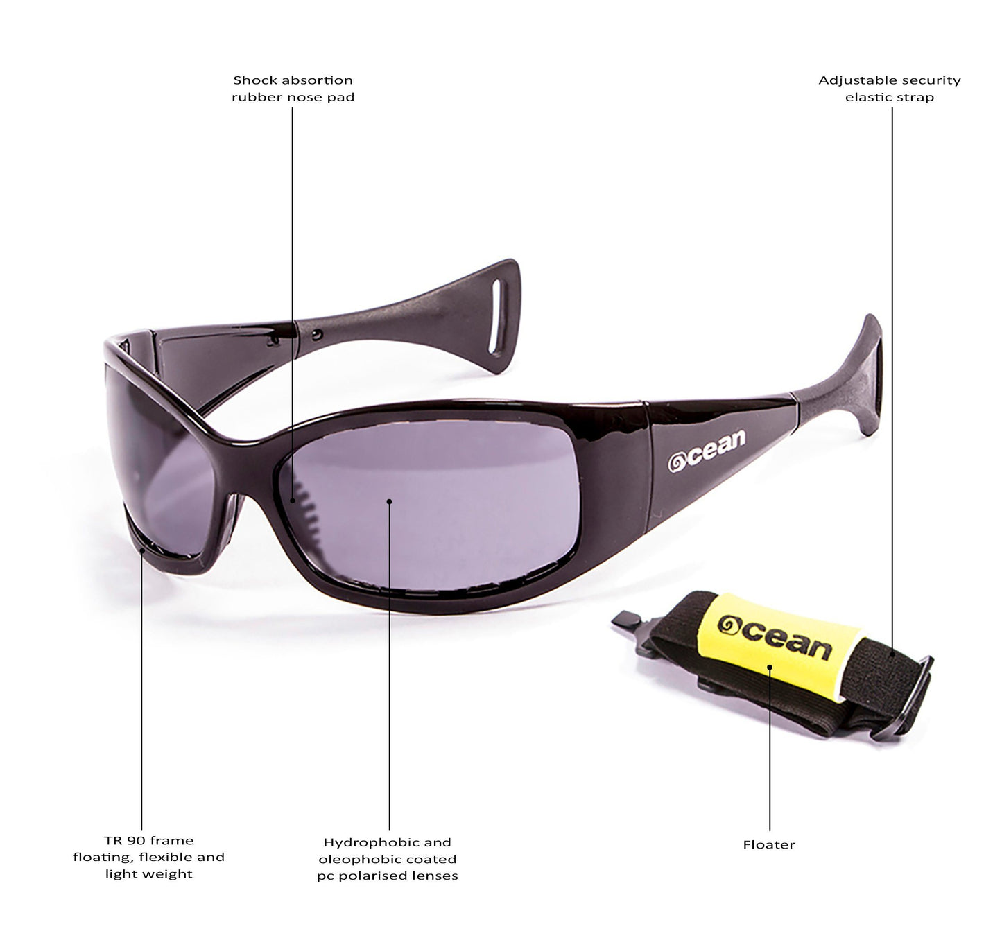 OCEAN MENTAWAY Polarized Sunglasses Kiteboarding Surf Water Sports (Frame White, Lens Smoke)