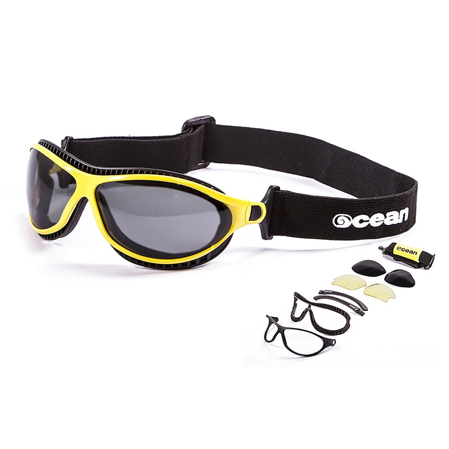 OCEAN TIERRA DE FUEGO Polarized Sunglasses Kiteboarding Surf Water Sports (Frame Yellow, Lens Smoke)