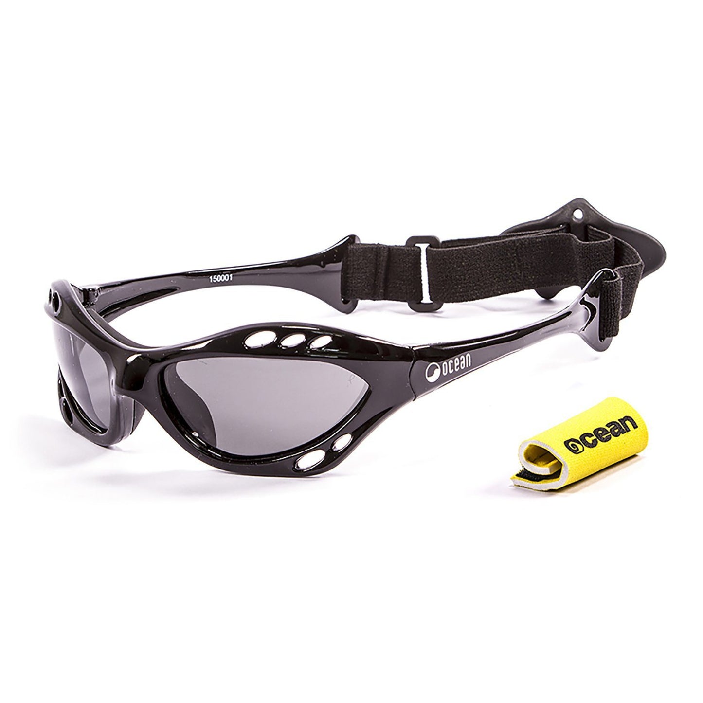 OCEAN CUMBUCO Polarized Sunglasses Kiteboarding & Water Sports (Frame Shiny Black, Lens Smoke)