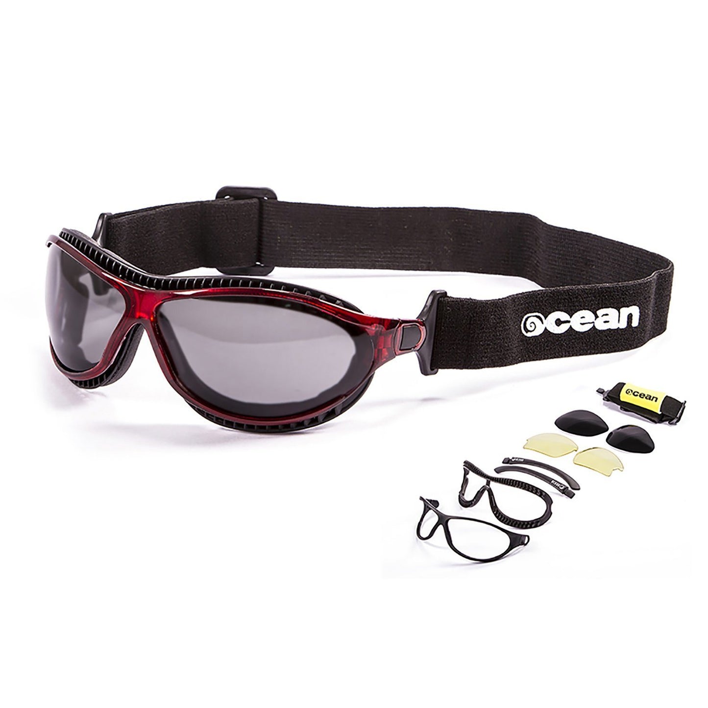 OCEAN TIERRA DE FUEGO Polarized Sunglasses Kiteboarding Surf Water Sports (Frame Red, Lens Smoke)