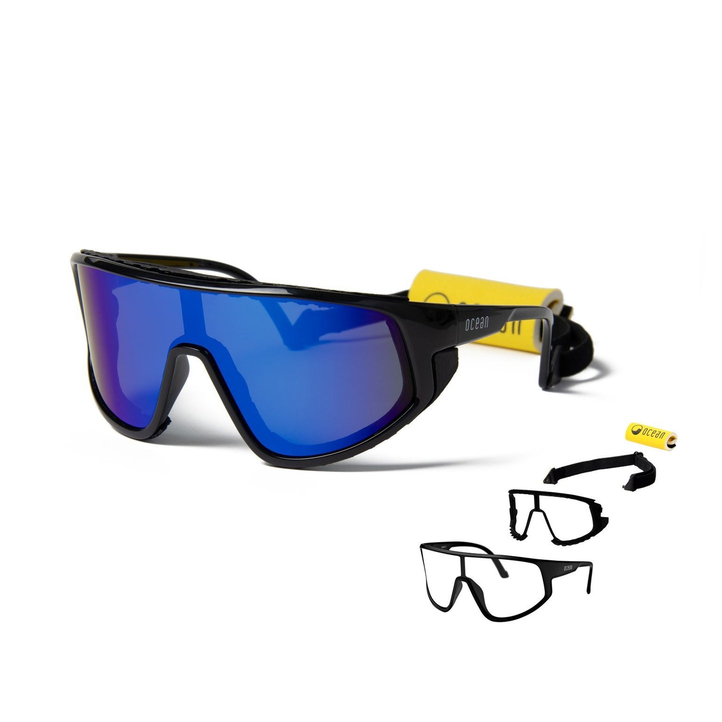 KILLY WATER Polarized Kiteboarding and Water Sports Sunglasses (Frame Shiny Black, Lens Blue)