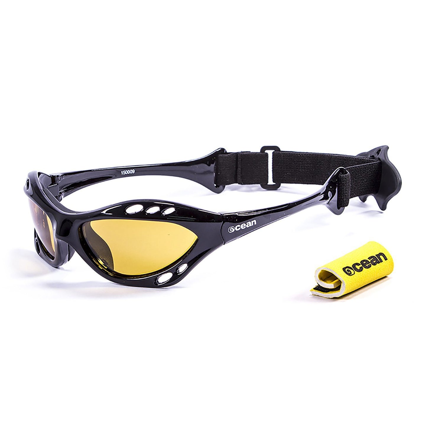 OCEAN CUMBUCO Polarized Sunglasses Kiteboarding & Water Sports (Frame Shiny Black, Lens Yellow)