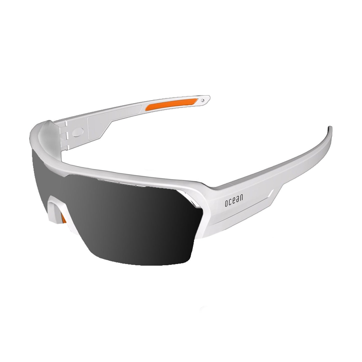OCEAN RACE Polarized Sunglasses Cycling & Running Water Sports (Frame Matte White, Lens Smoke)