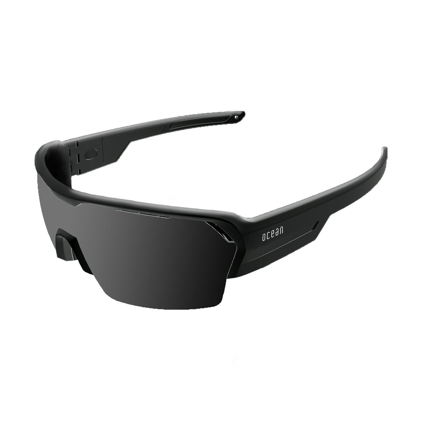 OCEAN RACE Polarized Sunglasses Cycling & Running Water Sports (Frame Shiny Black, Lens Smoke)