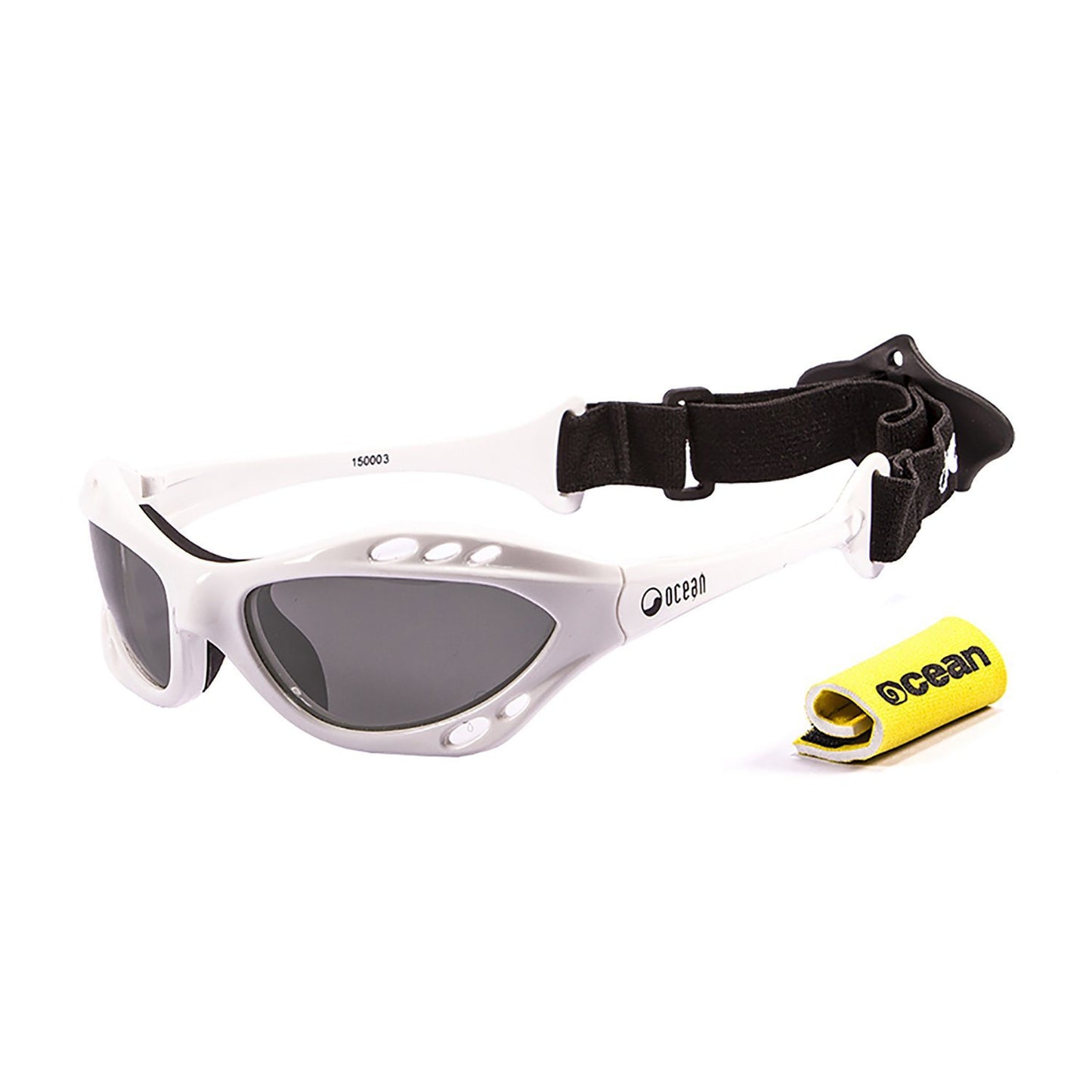 CUMBUCO Polarized Sunglasses Kiteboarding & Water Sports (Frame Shiny White, Lens Smoke)
