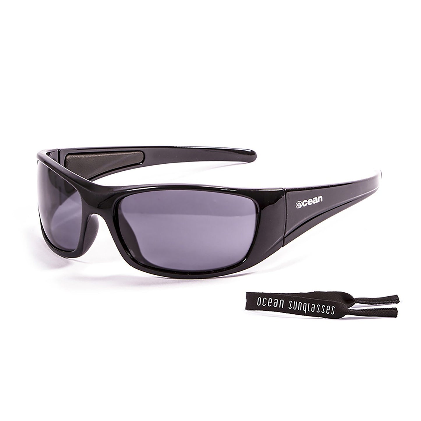 OCEAN BERMUDA Polarized Sunglasses Kiteboarding Surf Water Sports (Frame Shiny Black, Lens Smoke)