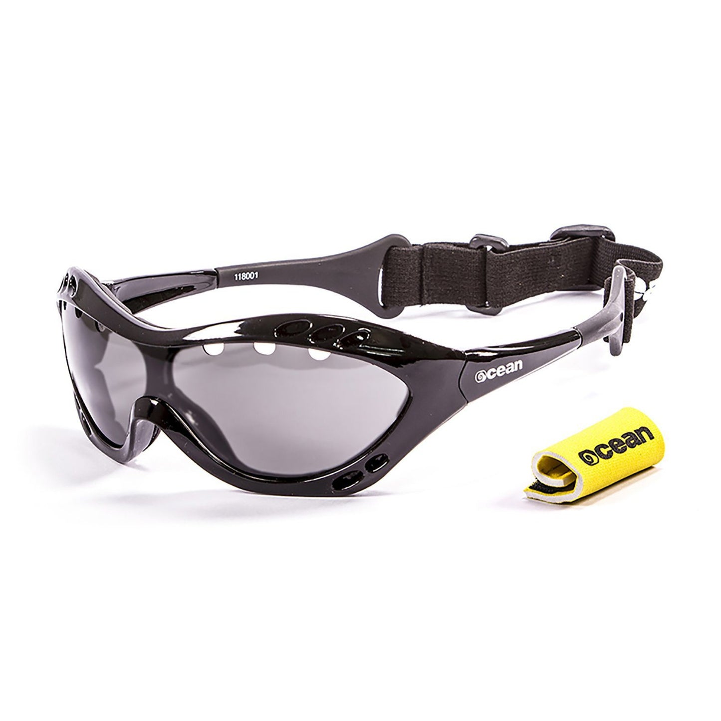 OCEAN COSTA RICA Polarized Sunglasses Kiteboarding & Water Sports (Frame Shiny Black, Lens Smoke)