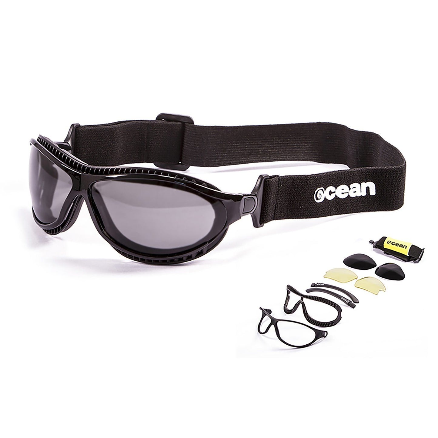 OCEAN TIERRA DE FUEGO Polarized Sunglasses Kiteboarding Surf Water Sports (Frame Shiny Black, Lens Smoke)