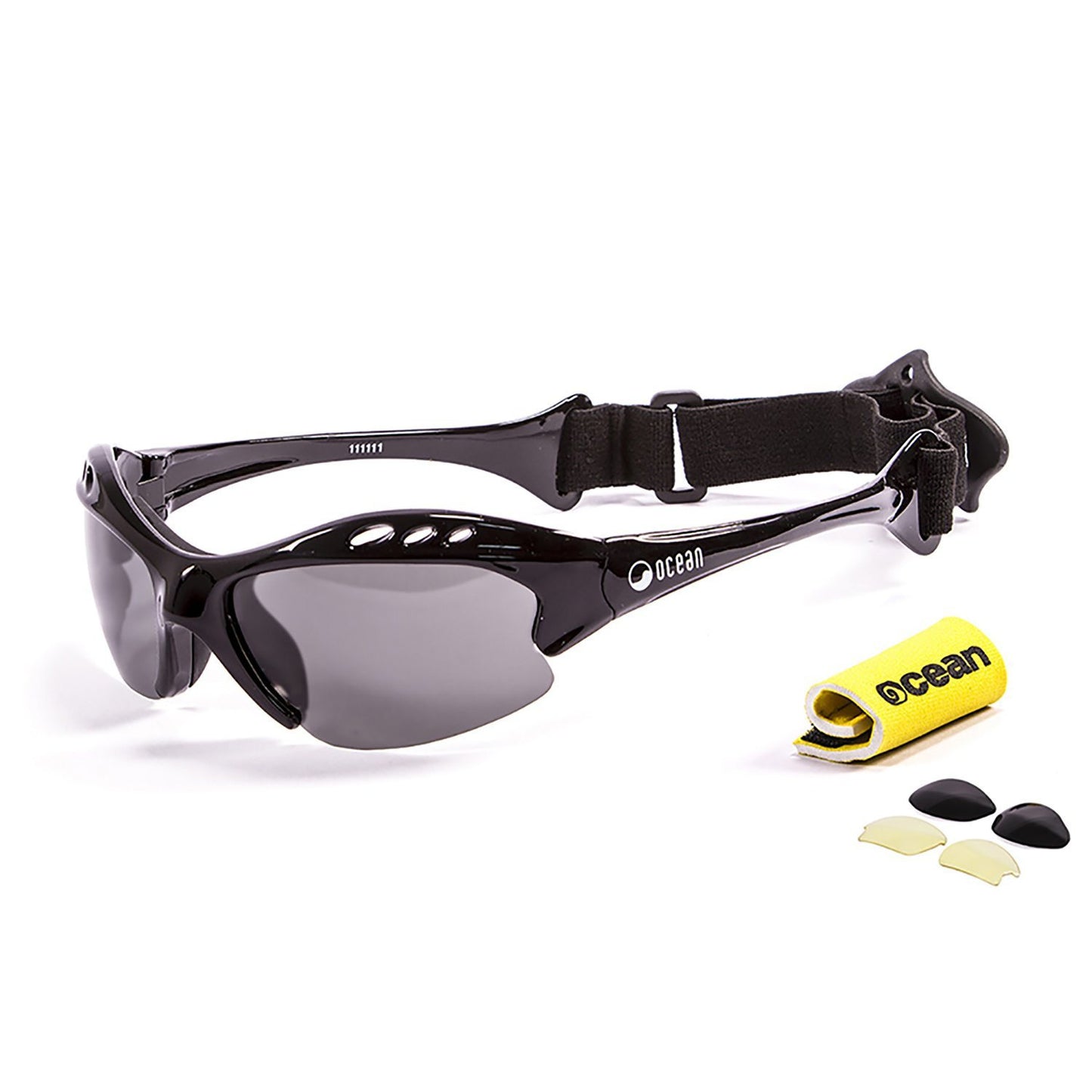 MAURICIO Polarized Sunglasses Kiteboarding Surf Water Sports (Frame Shiny Black, Lens Smoke)