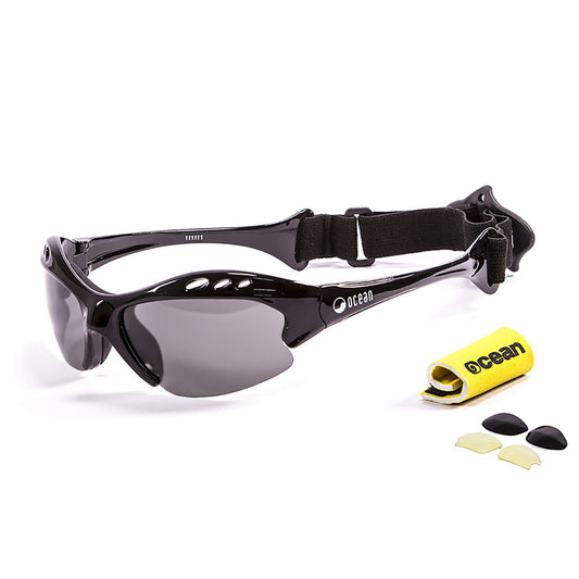 MAURICIO Polarized Sunglasses Kiteboarding Surf Water Sports (Frame Shiny Black, Lens Smoke)