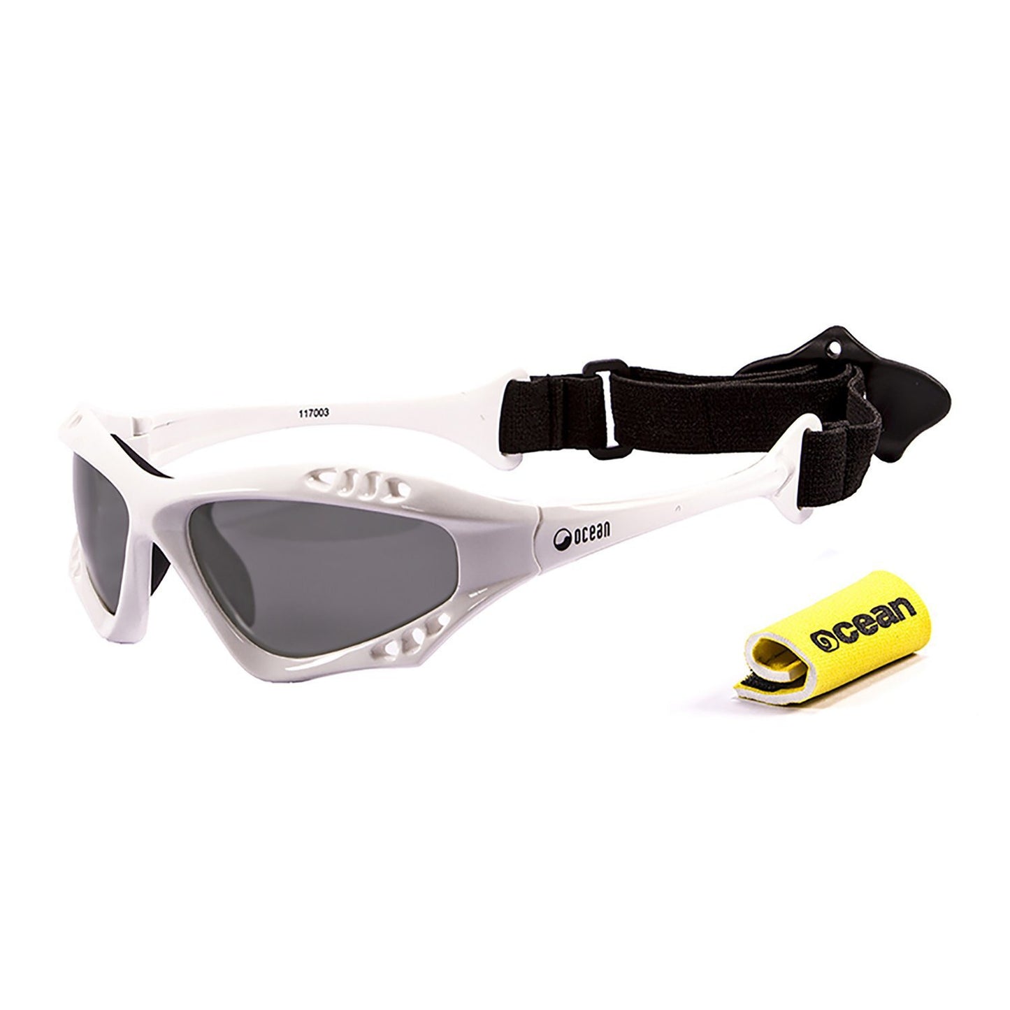 OCEAN AUSTRALIA Polarized Sunglasses Kiteboarding & Water Sports (Frame Shiny White, Lens Smoke)
