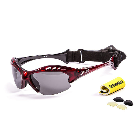 OCEAN MAURICIO Polarized Sunglasses Kiteboarding Surf Water Sports (Frame Red, Lens Smoke)