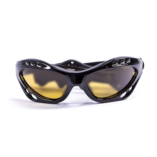 OCEAN CUMBUCO Polarized Sunglasses Kiteboarding & Water Sports (Frame Shiny Black, Lens Yellow)