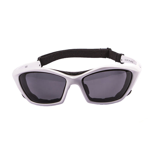 OCEAN LAKE GARDA Polarized Sunglasses Kiteboarding Surf Water Sports (Frame Shiny White, Lens Smoke)